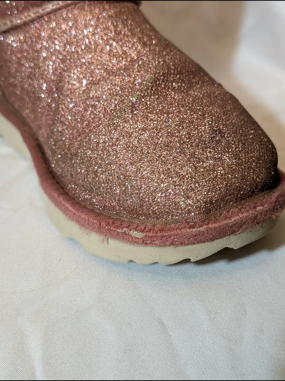 UGG Kids Pink Glitter Faux-Fur Boot